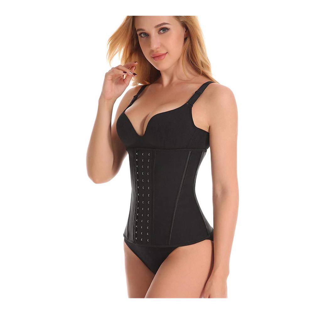 Taillenmieder Shaper Shaping Control Top Shapewear Damen Unterbrust Corsage Bauch Korsett Körperformend Atmungsaktiv Taillentrainer mit 3-Reihen-Verschluss Stark Formend Mieder Schwarz S