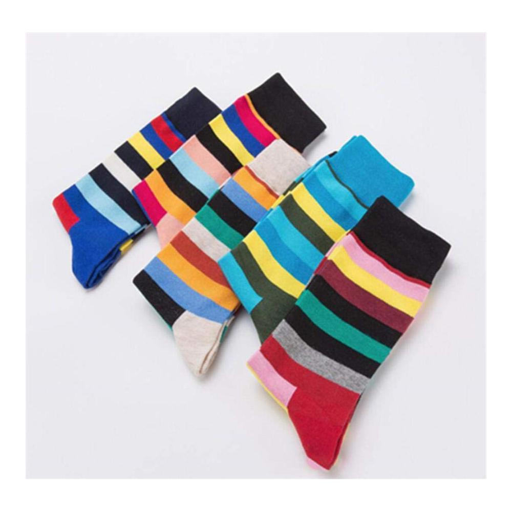 Stylische Wintersocken für Herren 5 Paar Baumwollsocken weich warm atmungsaktiv & bunt gestreift - Perfekt für kalte Tage