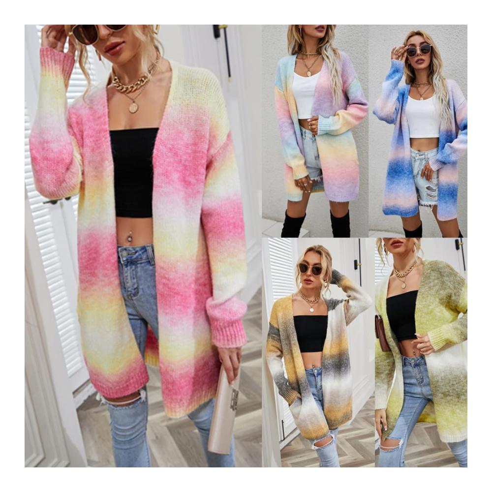 Entdecke den perfekten Style mit unseren vielseitigen Damen-Strickjacken! Langärmelig und in Regenbogenfarben gehalten sind sie ein Must-Have für jede Garderobe. Jetzt shoppen und stilvoll bleiben