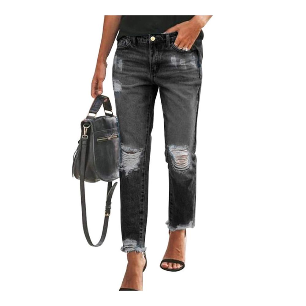 Damen Jeanshose High Waist Zerissene Stretch Skinny Jeans Vintage Y2K Denim Leggings Schlanke & Lange Bleistifthose für Freizeit