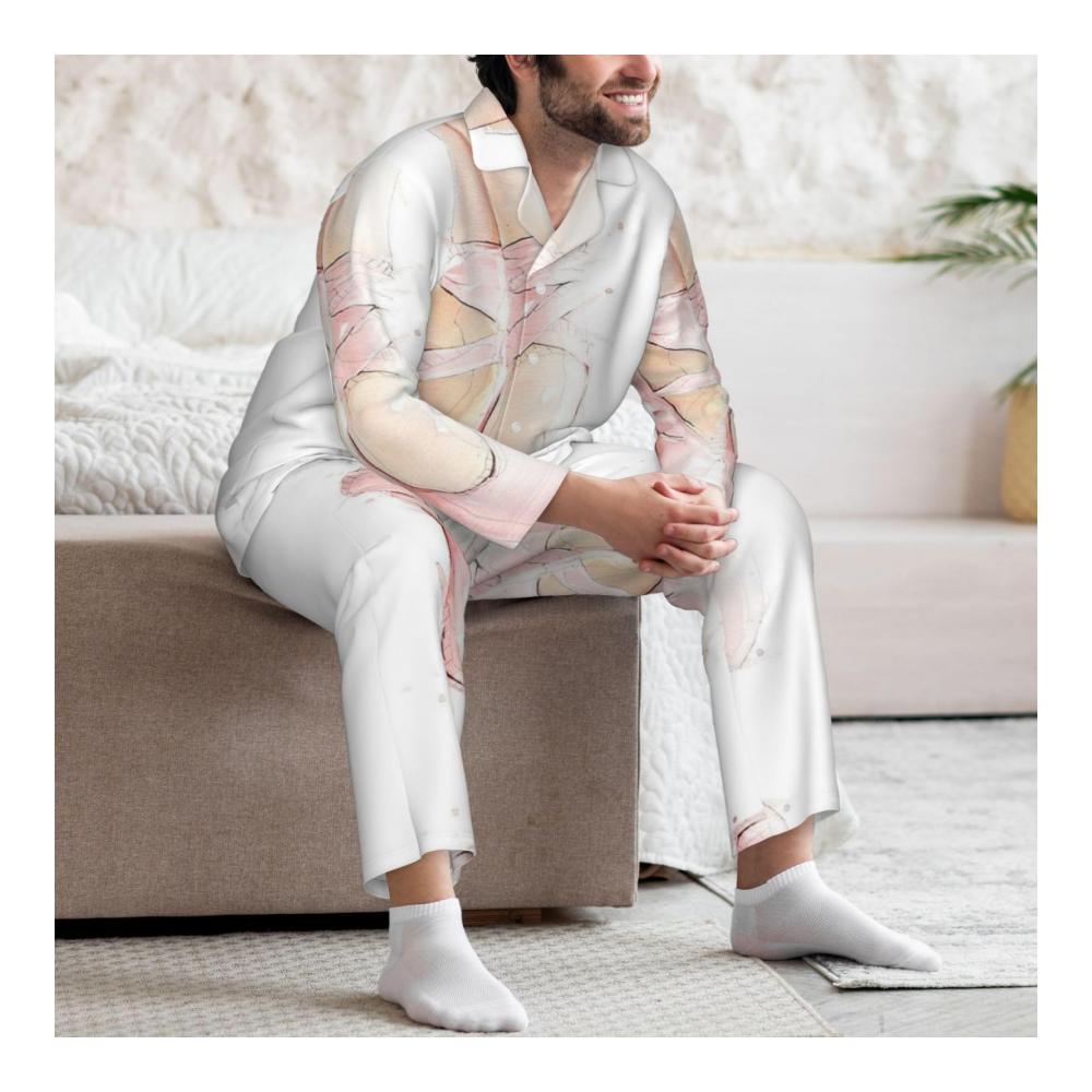 Gemütlicher Herren-Schlafanzug mit Ballett-Motiv | Langärmeliges Pyjama-Set für erholsame Nächte | Stilvoll und bequem