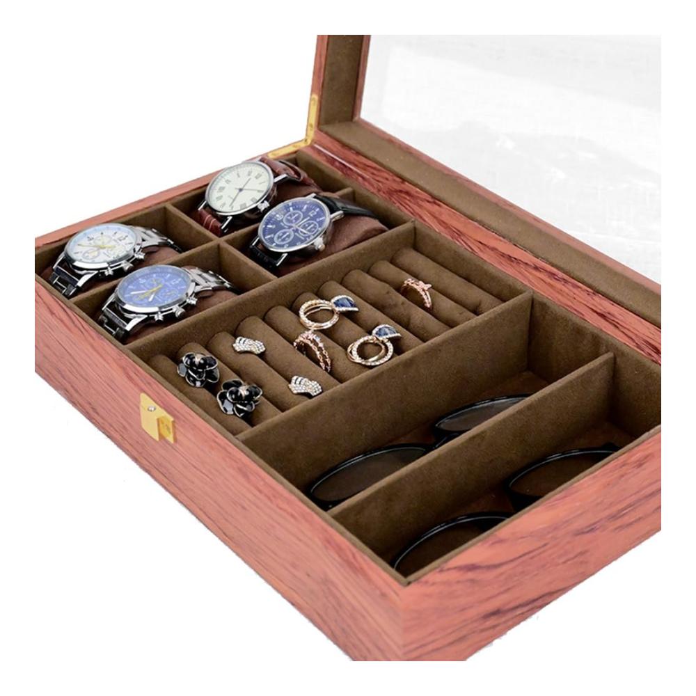 Luxuriöse Palisander Aufbewahrungsbox Organisiert Uhren Schmuck Ringe & Sonnenbrillen stilvoll. Europäische japanische & koreanische Eleganz vereint. Langlebig & leicht zu handhaben