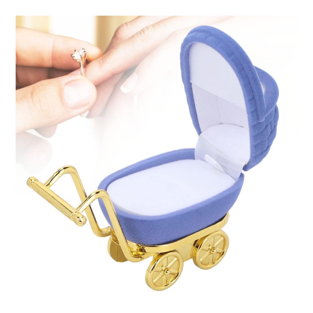 Behalten Sie Ihre Erinnerungen sicher Kinderwagen-Schmuckschatulle mit Retro-Charme. Dekorativ und niedlich perfekt für Babyzähne Ringe und Ohrringe. Blau mit weichem Futter