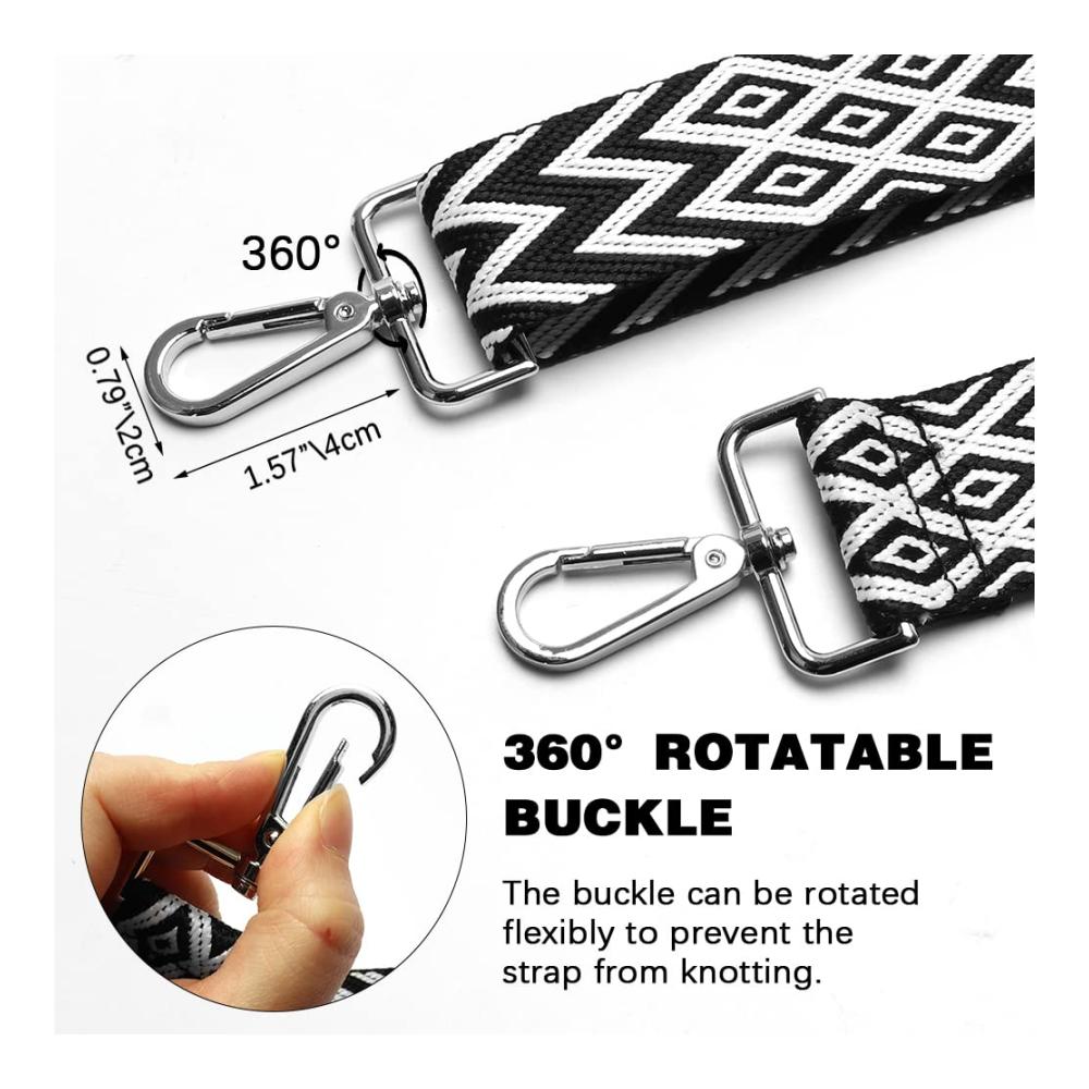 Hochwertiger Taschengurt Breit 3.8CM Verstellbarer Schultergurt für Handtaschen Schultertaschen Umhängetaschen Geldbörsen und Tragetaschen. Ideal für DIY Taschenprojekte. Schwarzer Streifen