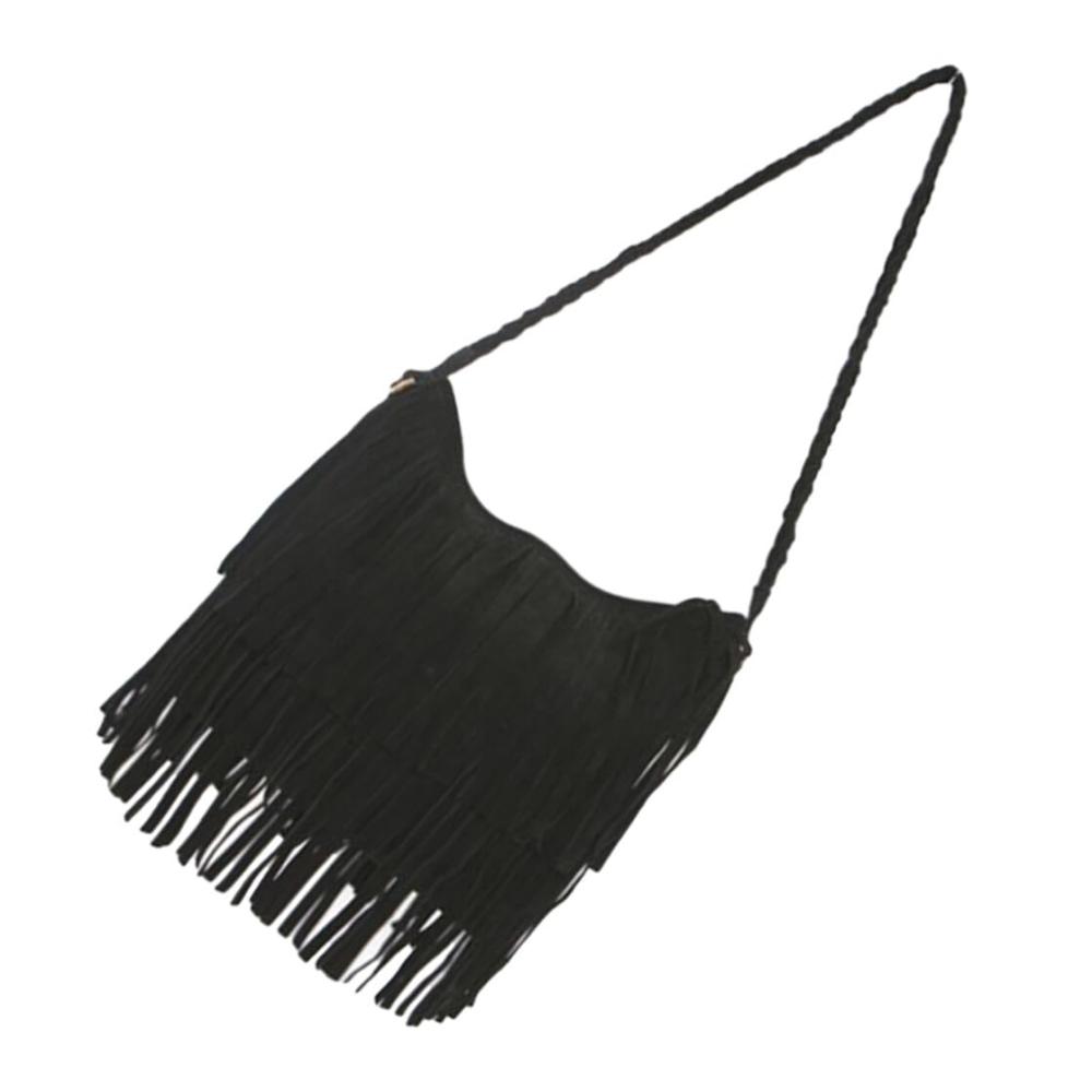Erfrischende Vielseitigkeit Rucksackhandtaschen für Damen in elegantem Schwarz mit stilvollen Fransen. Ein Muss für den Sommer-Look