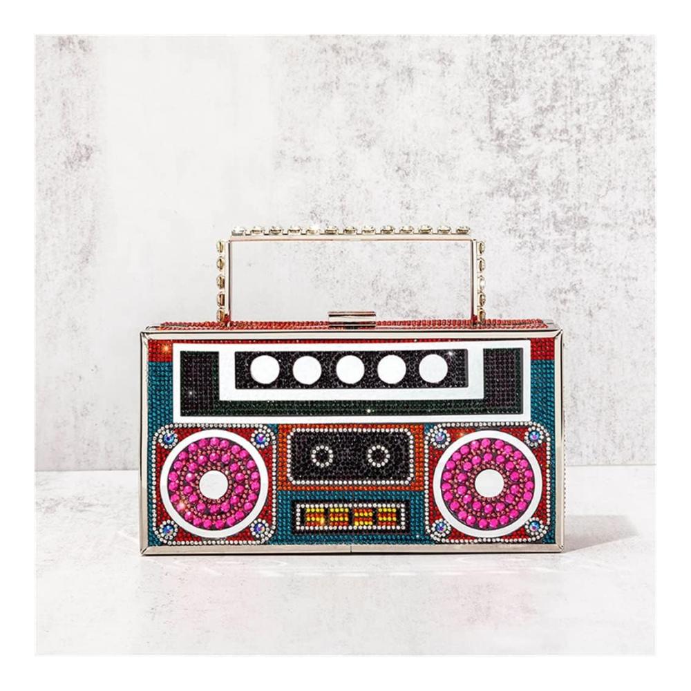 Elegante Abend-Clutch für Damen mit Metallgriff und funkelnden Kristallen - Perfekt für Braut Hochzeit & Party Stil A
