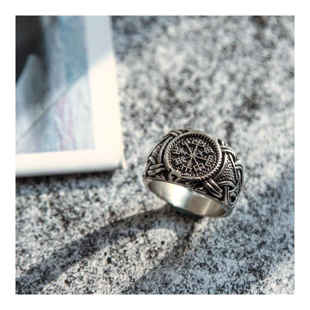 Echte Wikingerkraft Handgefertigte Edelstahlkompass-Ringe - Mystischer Schmuck für echte Abenteurer! Gönnen Sie sich einzigartige Pagan-Ästhetik und Kraft. Perfektes Geschenk