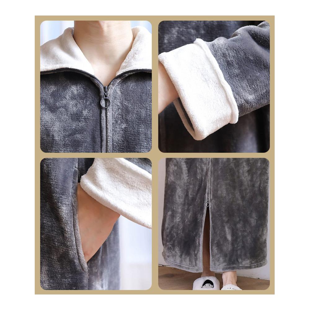 Luxuriöse Bademäntel für Damen und Herren – weicher Fleece-Hausmantel mit Reißverschluss und praktischen Taschen ideal für entspannte Stunden zu Hause