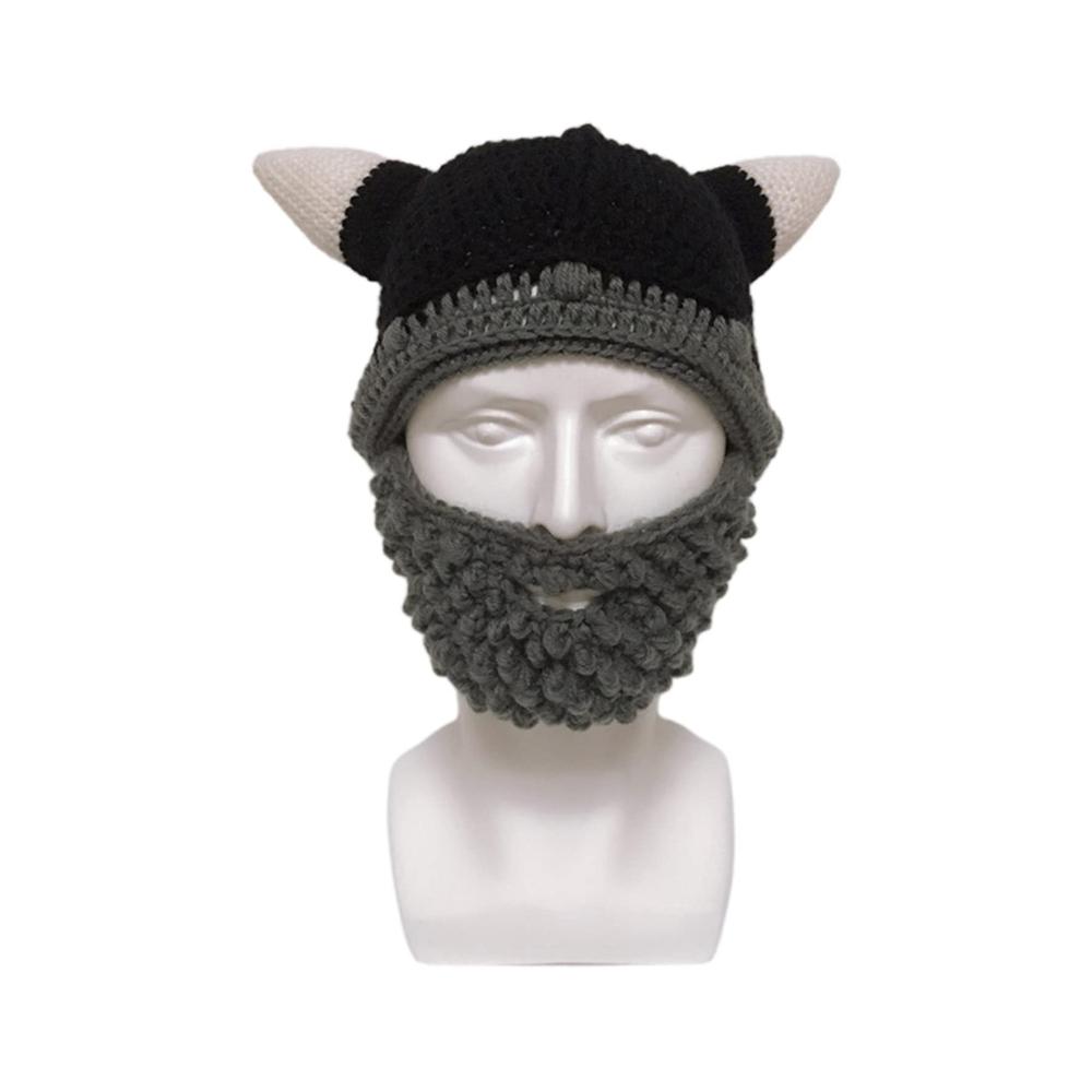 Einzigartiger Horn-Hut Lustige Strickmütze mit Schnurrbart-Maske für kreative Köpfe! Handgemacht für Komfort und Stil. Perfekt für Frühling und Herbst. Hält warm und schützt