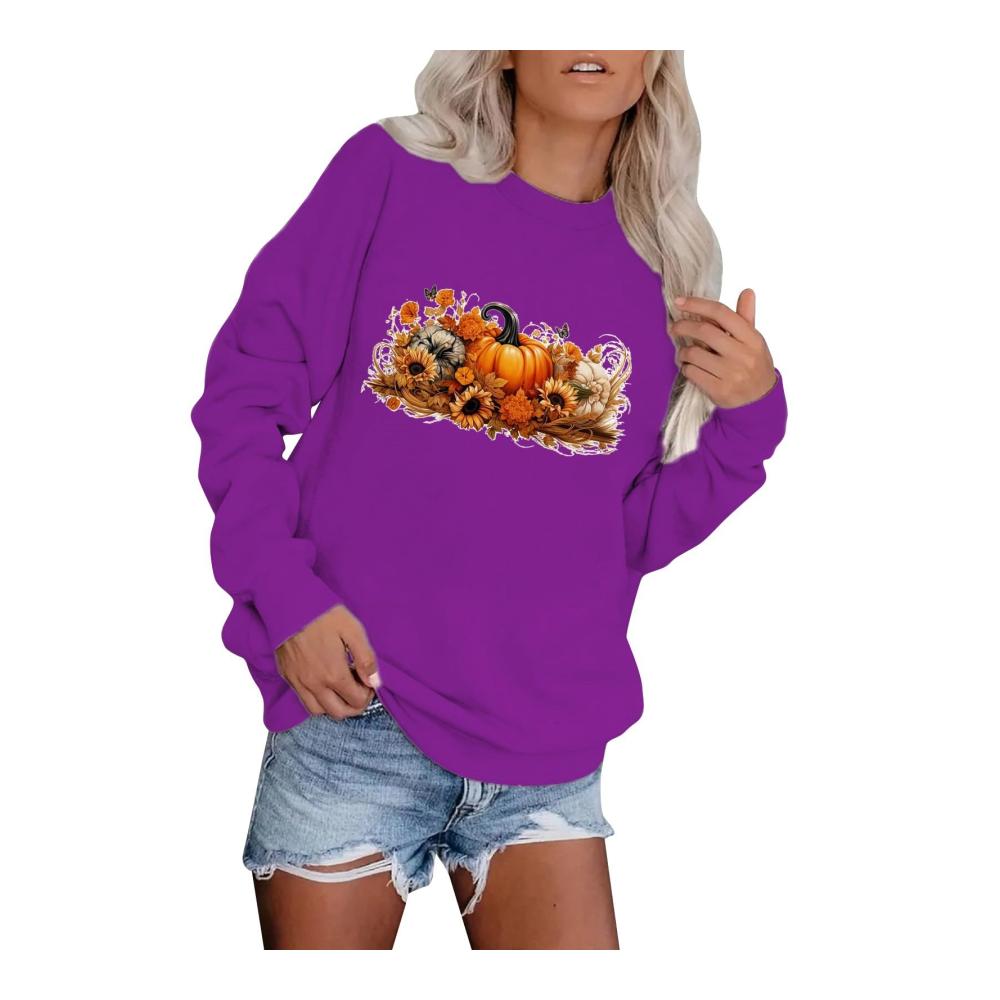Behagliches Damen-Sweatshirt mit herbstlichem Flair Halloween-Motiv locker geschnitten Rundhalsausschnitt langärmelig perfekt für Winterabende. Gönnen Sie sich Wärme und Stil