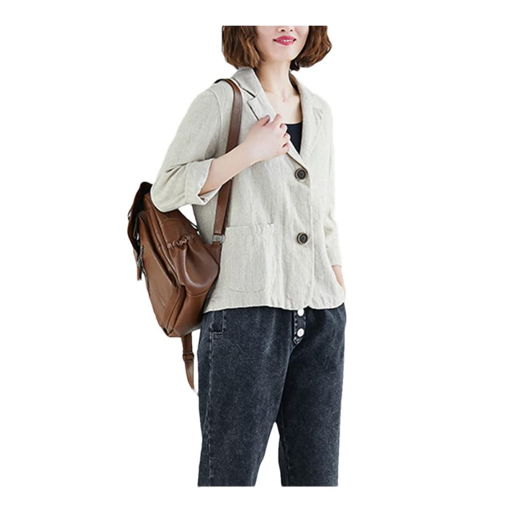 Stilvoller Damen Blazer für Frühling & Sommer Leichter Baumwoll-Leinen Kurzmantel mit Stehkragen und 3/4 Ärmeln. Perfekt für Casual Looks