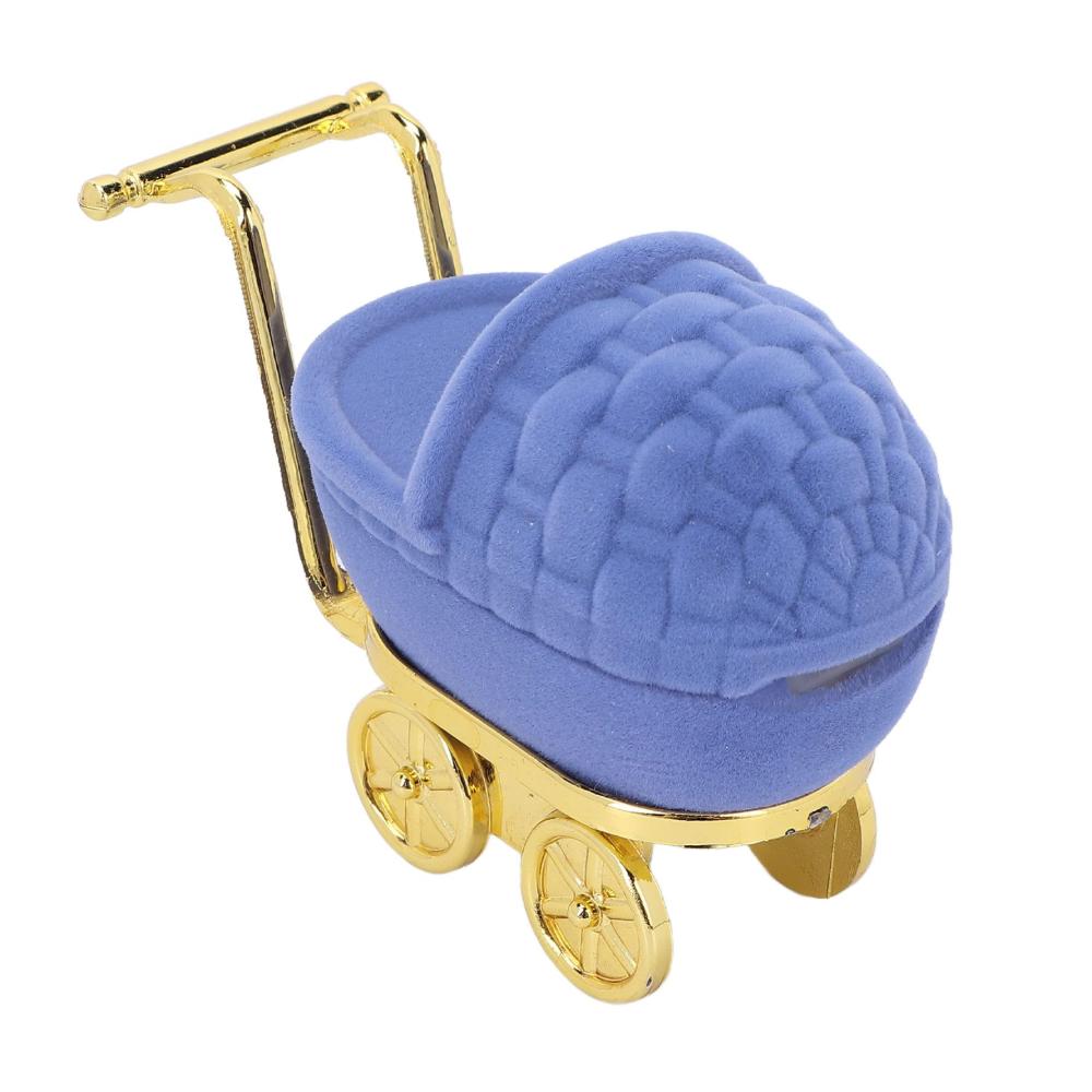 Behalten Sie Ihre Erinnerungen sicher Kinderwagen-Schmuckschatulle mit Retro-Charme. Dekorativ und niedlich perfekt für Babyzähne Ringe und Ohrringe. Blau mit weichem Futter