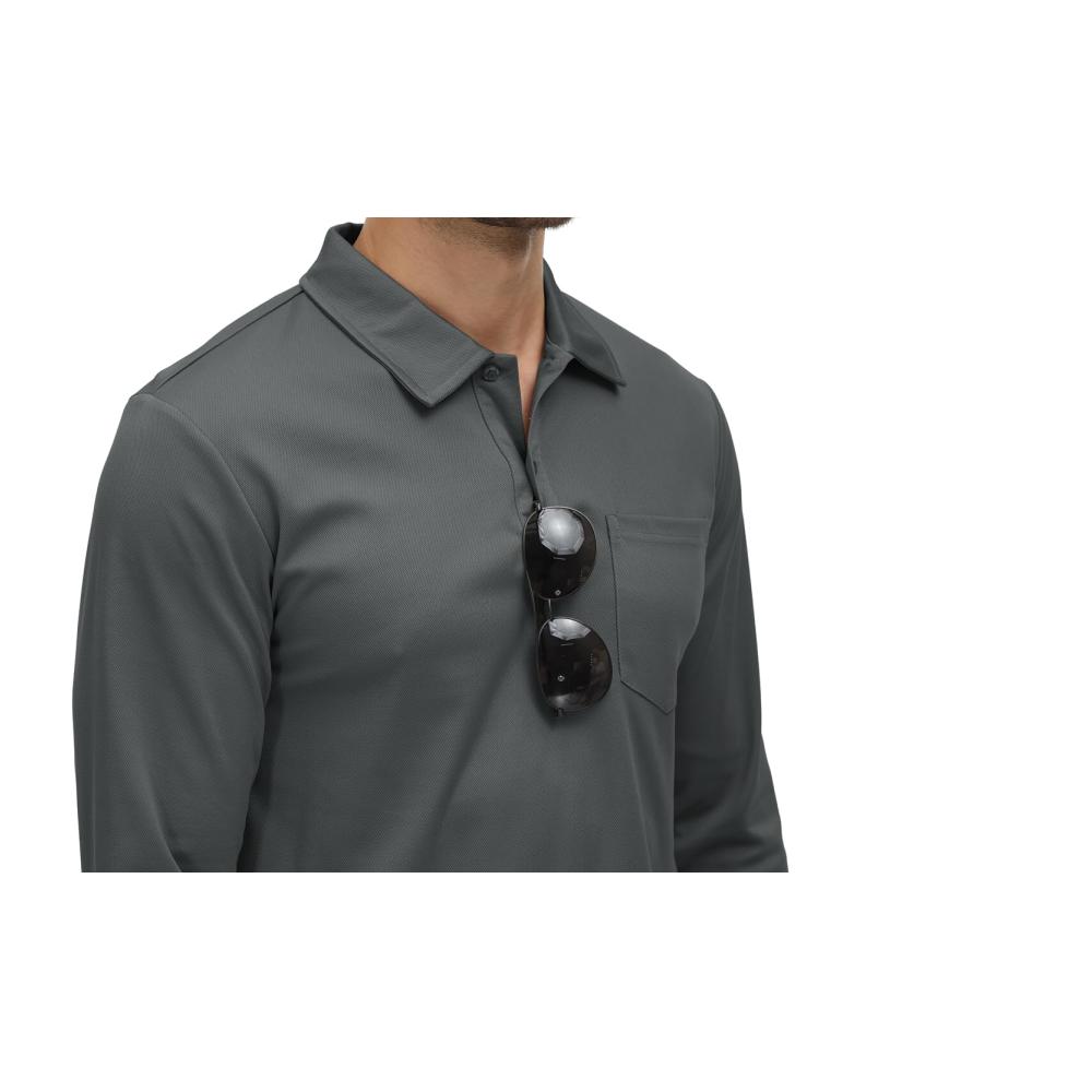 Stilvolle Herren Poloshirts Langarm Golfshirts mit Brillenhalter schnelltrocknend atmungsaktiv für Outdoor Tennis Arbeit & Casual. Top Qualität
