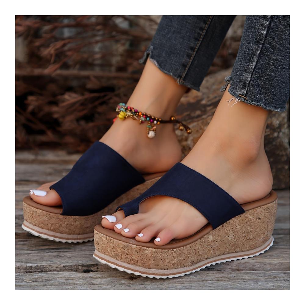 Elegante Damen Zehentrenner Orthopädische Keilabsatz-Sandalen Leicht & Bequem Ideal für Sommer & Strand