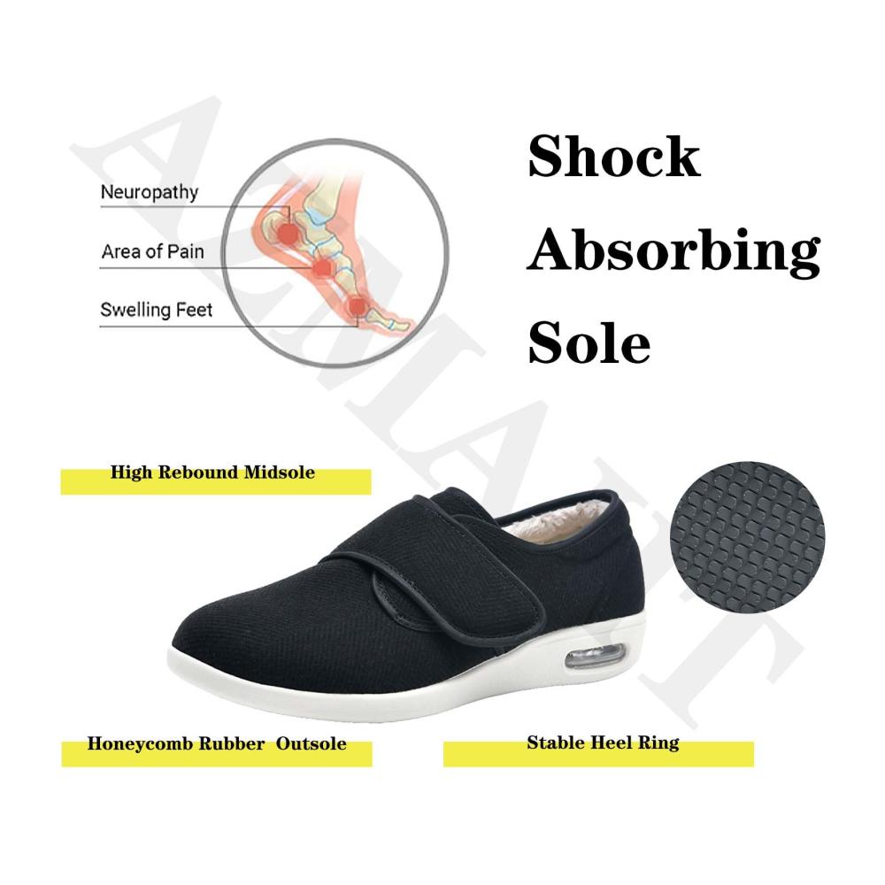 Bequeme Orthopädische Hausschuhe für Damen und Herren | Warme Slip-On Loafers mit Klettverschluss | Gesundheitsschuhe für Breite Füße | Komfortabler Gehkomfort