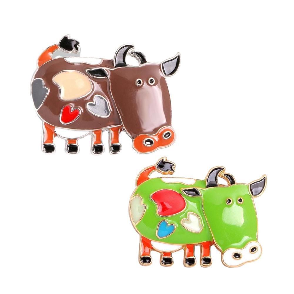 Einzigartige 2-teilige Set Niedliche Cartoon Broschen & Anstecknadeln für Damenjacken und Tücher - Hochwertige Emaille Pins in Hund- und Bogenmotiven