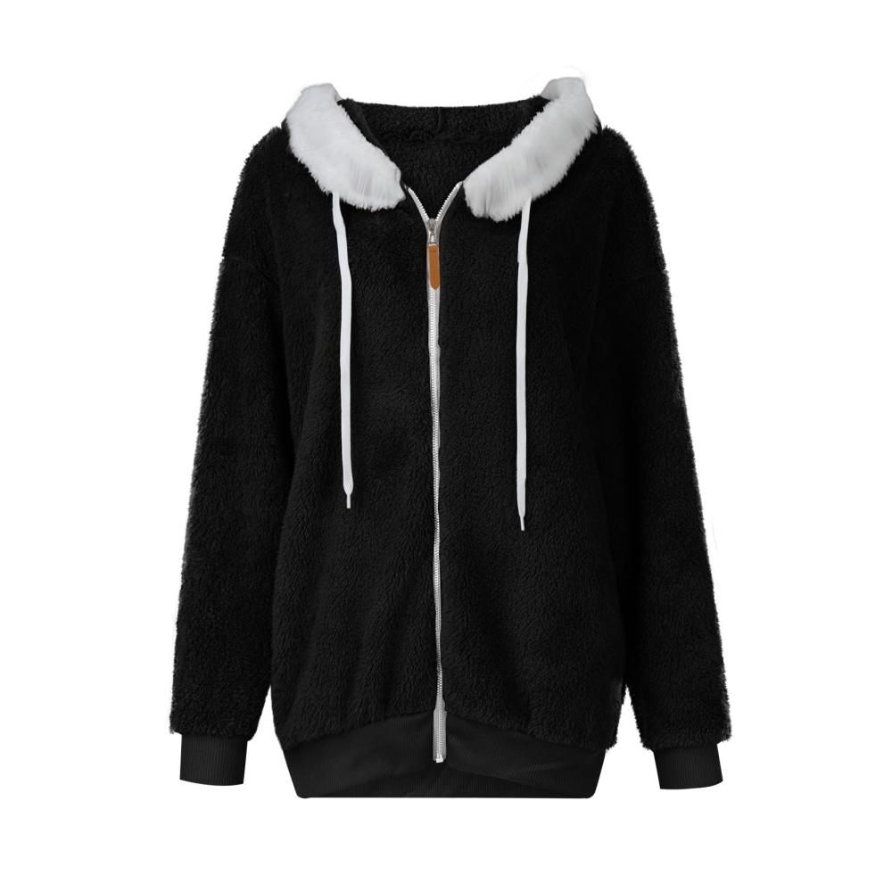 Warme kuschelige Damen-Fleecejacke mit Kapuze und Langarm in verschiedenen Farben für Herbst Winter und Frühling - Perfekte Übergangsjacke für Freizeit Alltag und Sport