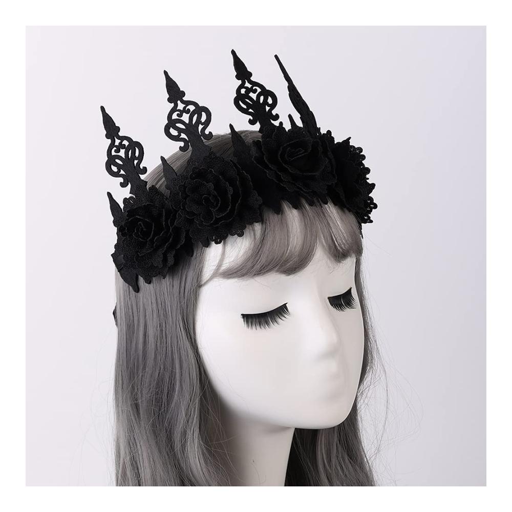 Exquisite Gothic Schwarze Rose Krone Haarband Barocke Eleganz für jeden Anlass! Stilvolles Accessoire für Parties und Events. Holen Sie sich jetzt dieses einzigartige Haarband! 🌹✨