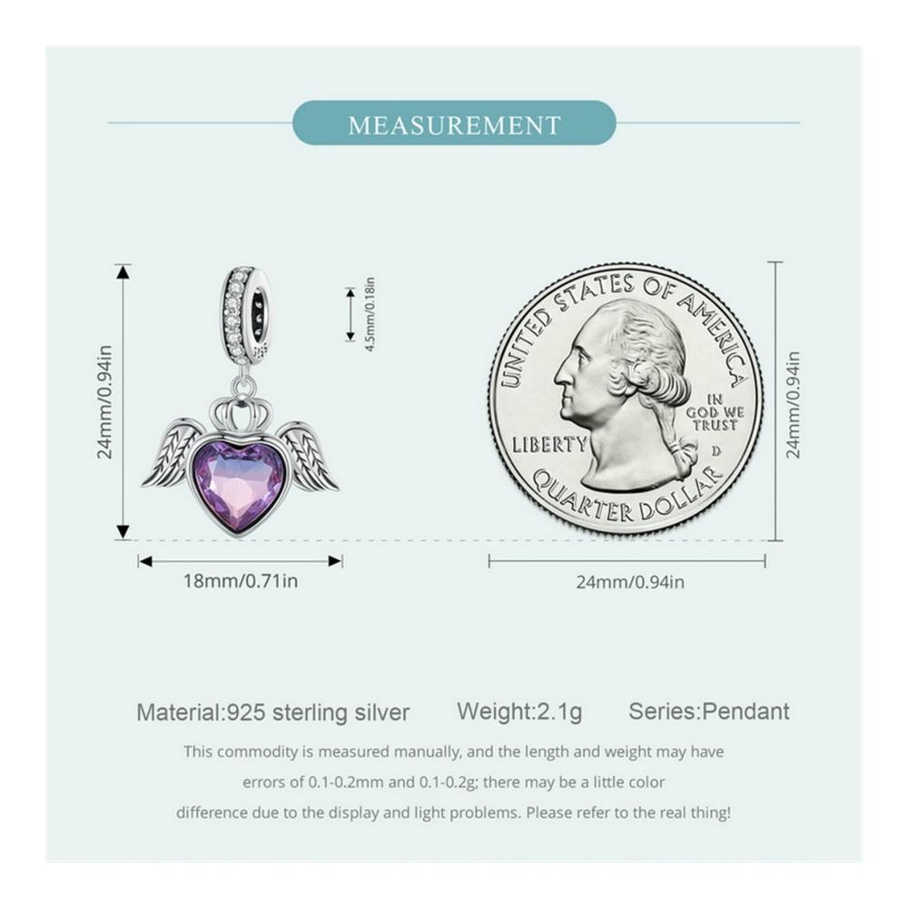 925 Sterling Silber Engelsflügel Herzflügel Bead Charms für Pandora-Armband – Perfekte Damen Geschenke für Geburtstag und Weihnachten! Originale SCC2587