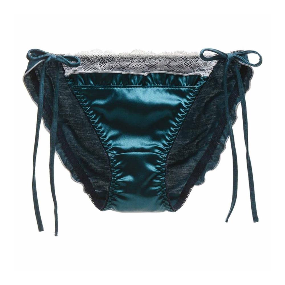 Damen & Mädchen Slips - niedliche Lolita Kawaii Prinzessinnen Höschen aus Satin mit Spitzenbesatz sexy seitliche Bindung plissierte Unterwäsche