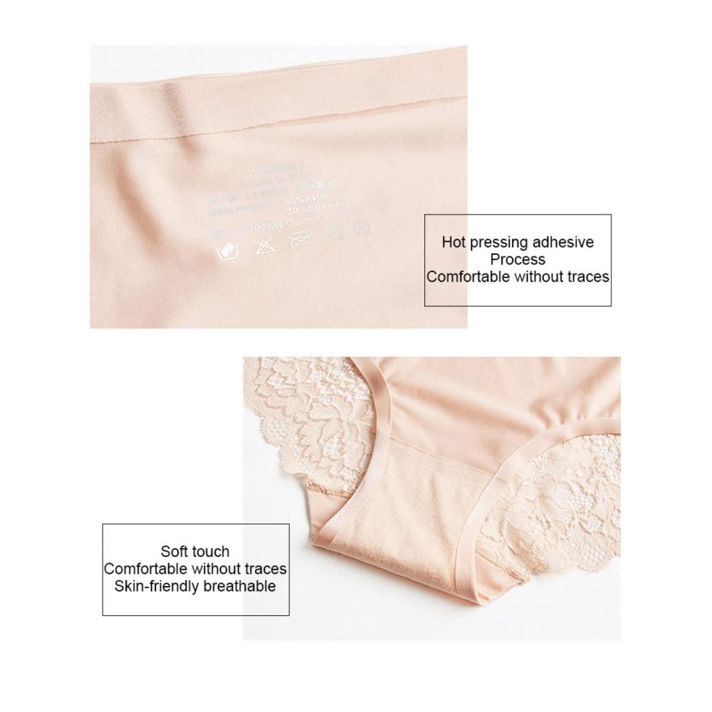 Gepolstertes Frauen-Unterwäschen-Set weicher nahtloser Hipster-Slip mit Spitze und niedrigem Bund 3er-Pack