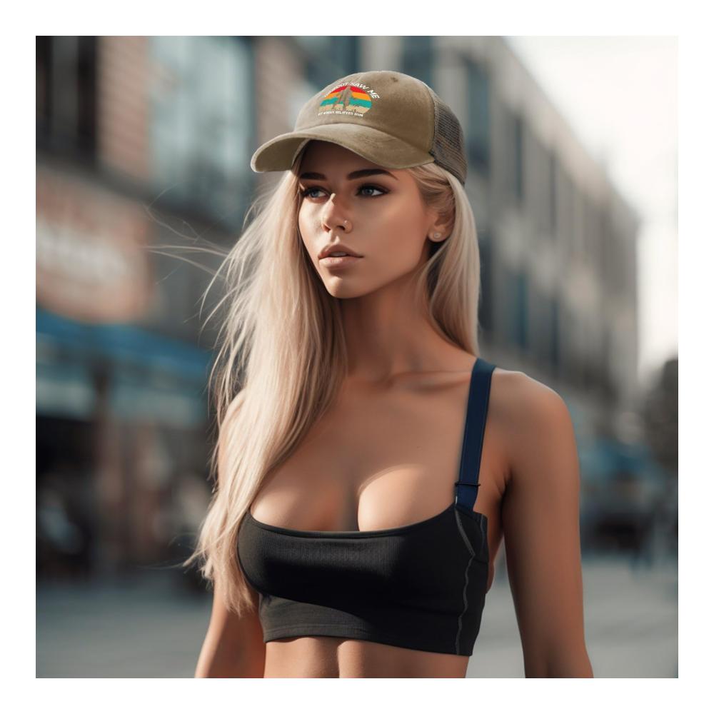 Bigfoot Baseball Caps mit Saw Me But Nobody Believes Him Motiv | Trucker-Hüte für Teenager | Retro-Snapbacks