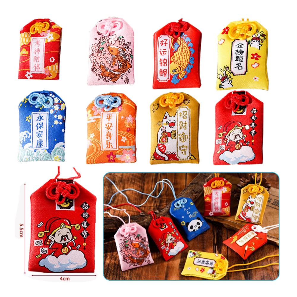 Erhalten Sie Glück und Segen 8 Stück Omamori Charms - Japanische Glücksbringer für Gesundheit und Glück. Perfektes Geschenk für Familie und Freunde