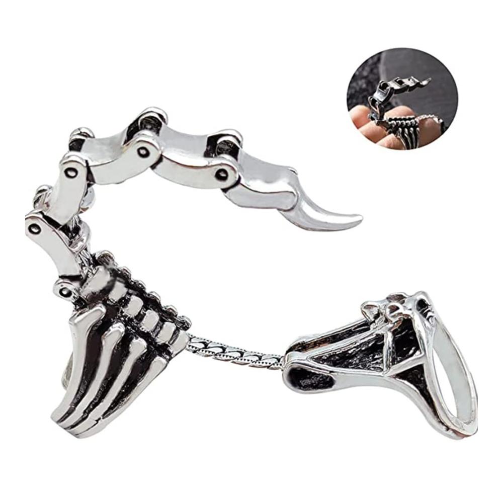 Vintage Gothic Ringe Set Verstellbare Herren und Damen Ringe stilvolle Scorpion Knuckle Joints in Silber - Perfekte Punk-Accessoires