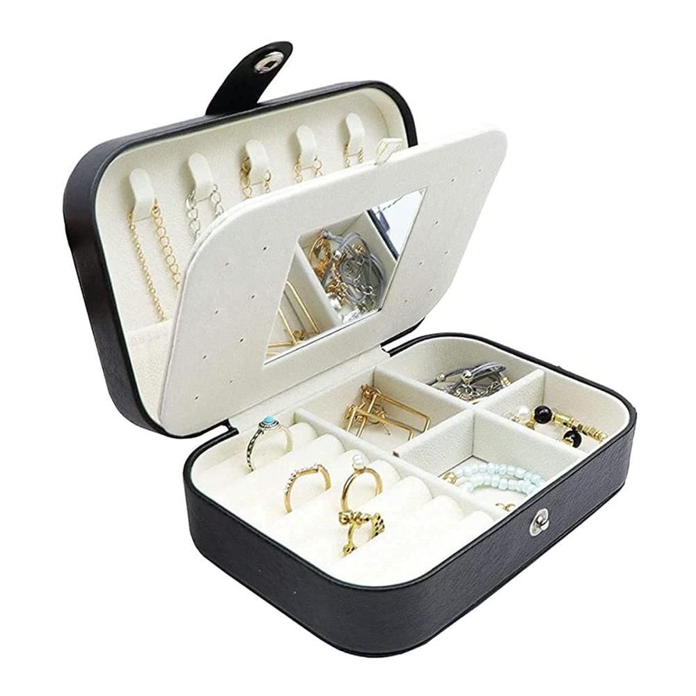 Brillante Schmuckkästen Stilvolle Aufbewahrungsbox mit Spiegel für Ringe Halsketten Armbänder & mehr! Tragbare Schmuckbox aus hochwertigem PU-Leder. Organisieren Sie Ihren Schmuck stilvoll