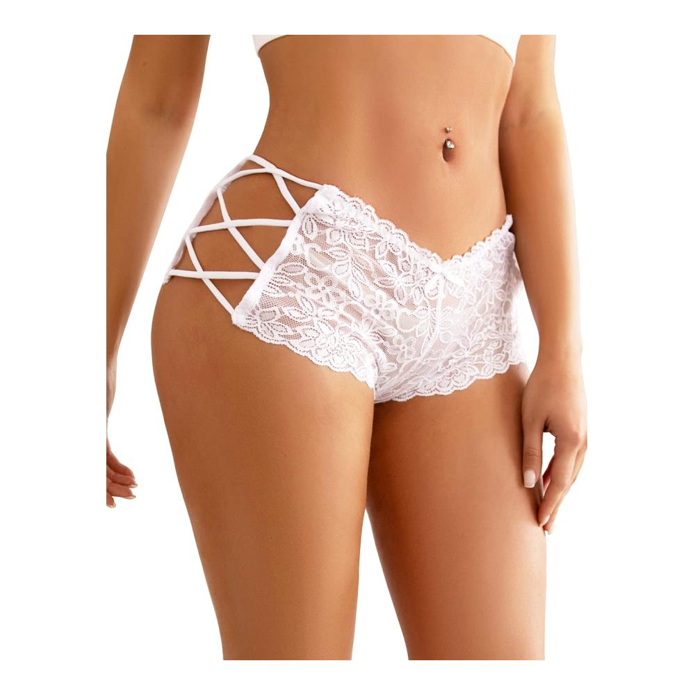 Sexy Damen Tanga & String Bauchweg Push Up Spitze Baumwolle Taillenslip Hipster Riemchen für Frauen
