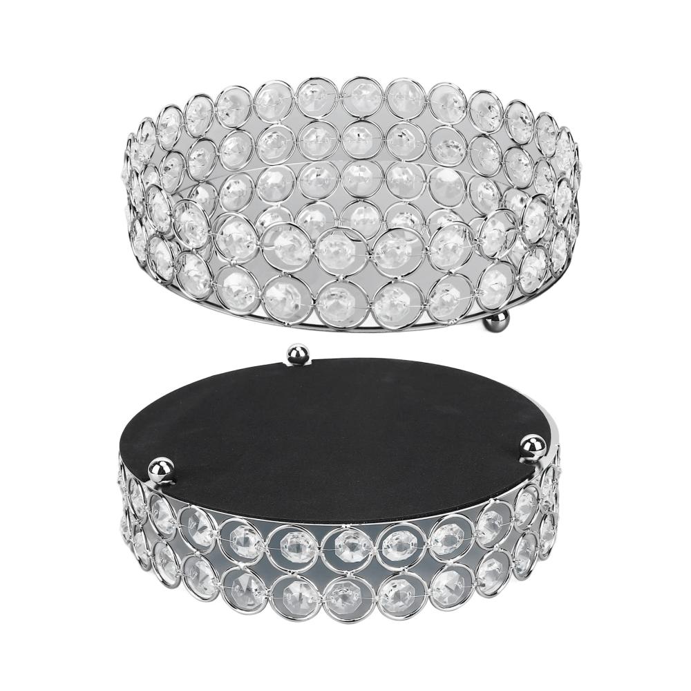 Elegantes Kristall-Schmucktablett Glänzendes Make-up- und Parfümtablett für stilvolle Frauen und Mädchen - Silberfarben 20x3 cm Luxus pur