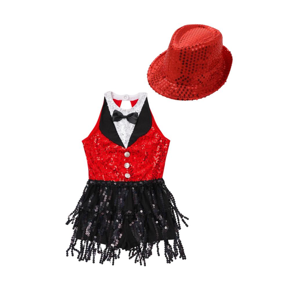 Entzückendes Kinder Mädchen Pailletten Kleid Glänzende Fransen & Quasten Tanzbereit! Perfekt für Modernen Jazz & Standardtanz. Stilvoll und bequem