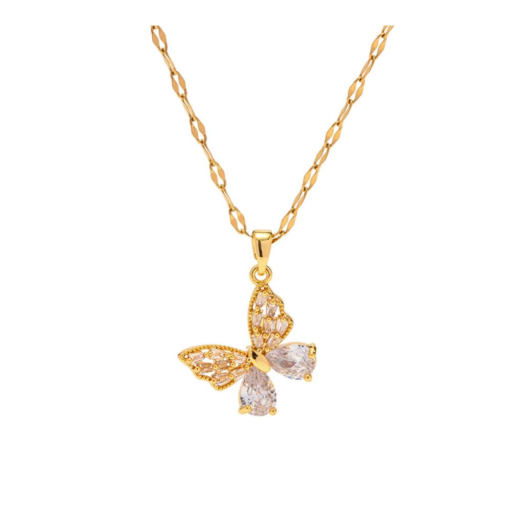 Elegante 18K Gold Schmetterlings-Kettenhalskette mit funkelnden Kristallen - Einzigartiger Schmuck für stilbewusste Frauen und Mädchen - Jetzt entdecken