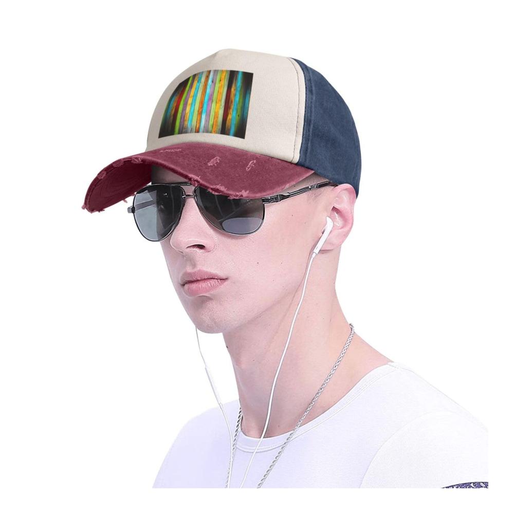 Bunte Holzbretter Unisex Baseball Cap Trendige und funktionale Baumwoll-Denim-Outdoor-Sportmütze für Sport und Freizeit