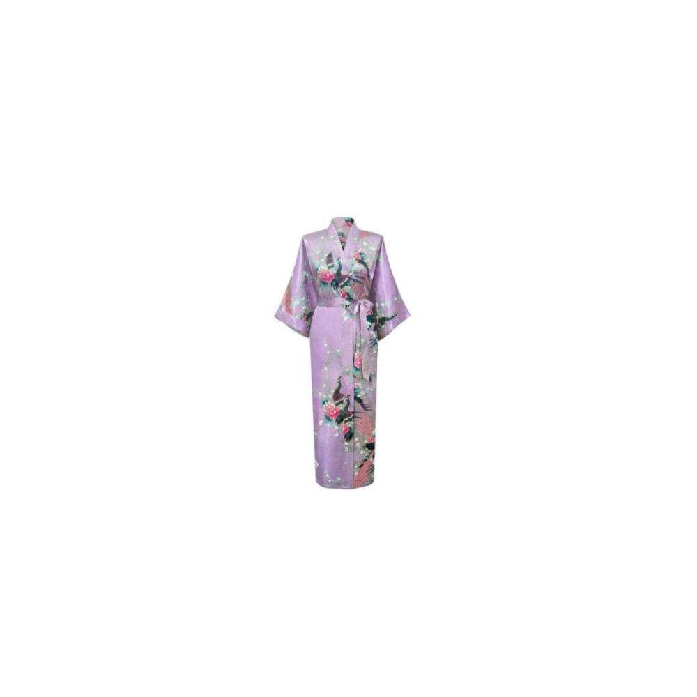 Erleben Sie Luxus pur Damen Bademantel in Lavendel Größe 3XL – Blumenmuster Peacock-Kimono-Stil perfekt für Braut Brautjungfern und entspannende Abende