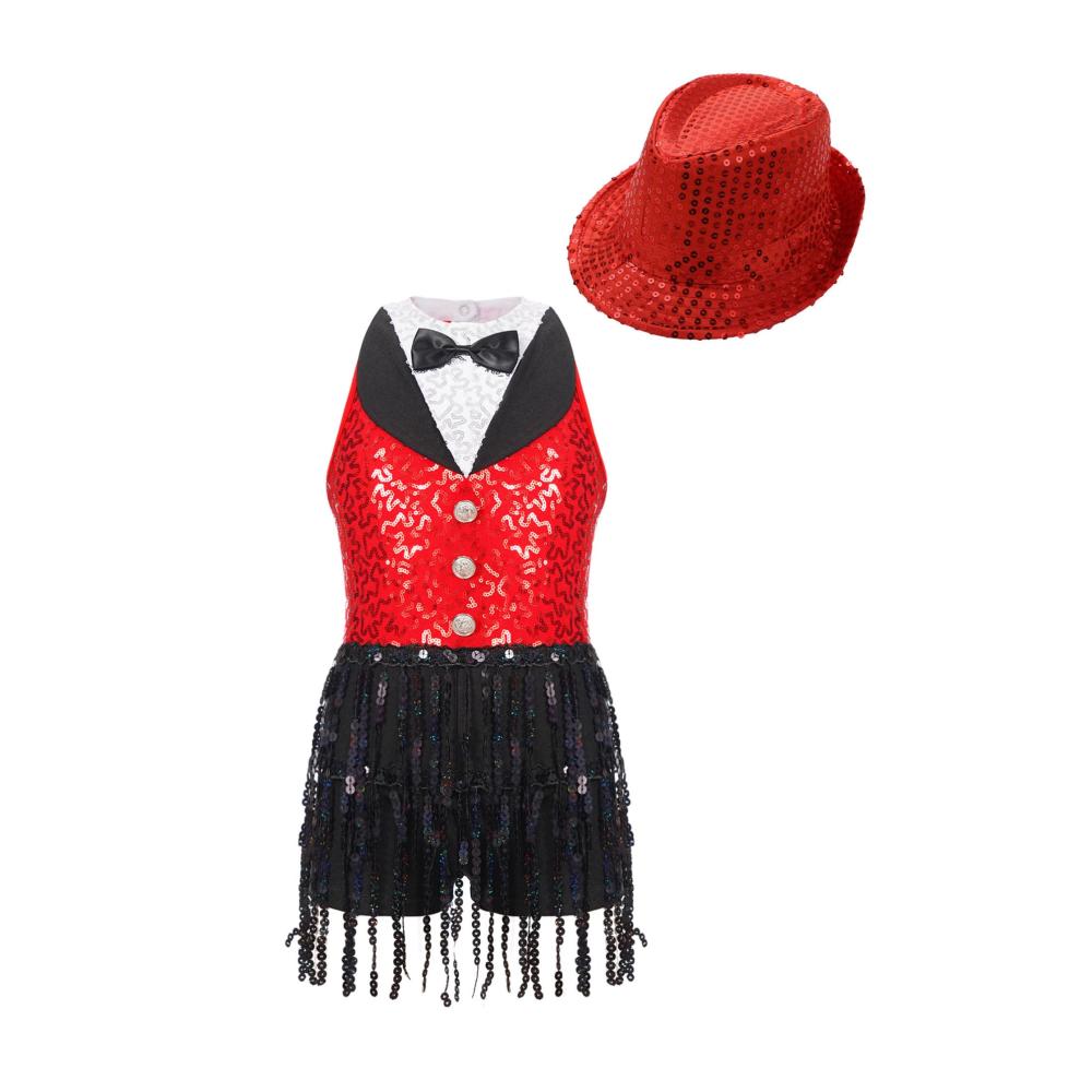 Entzückendes Kinder Mädchen Pailletten Kleid Glänzende Fransen & Quasten Tanzbereit! Perfekt für Modernen Jazz & Standardtanz. Stilvoll und bequem