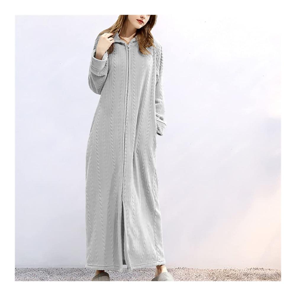 Gemütliche Flanell-Nachthemden für Paare Verlängert dick und stilvoll! Perfekt für Herren und Damen. Mit Kapuze und Reißverschluss. XL-Größe für ultimativen Komfort
