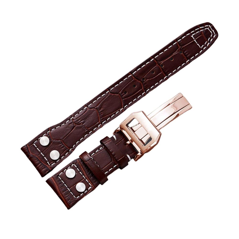 Einzigartiges Uhrenarmband für IWC Pilot Mark Serie Echtes Leder Männlicher Stil Nietenakzente 22mm Armbandzubehör