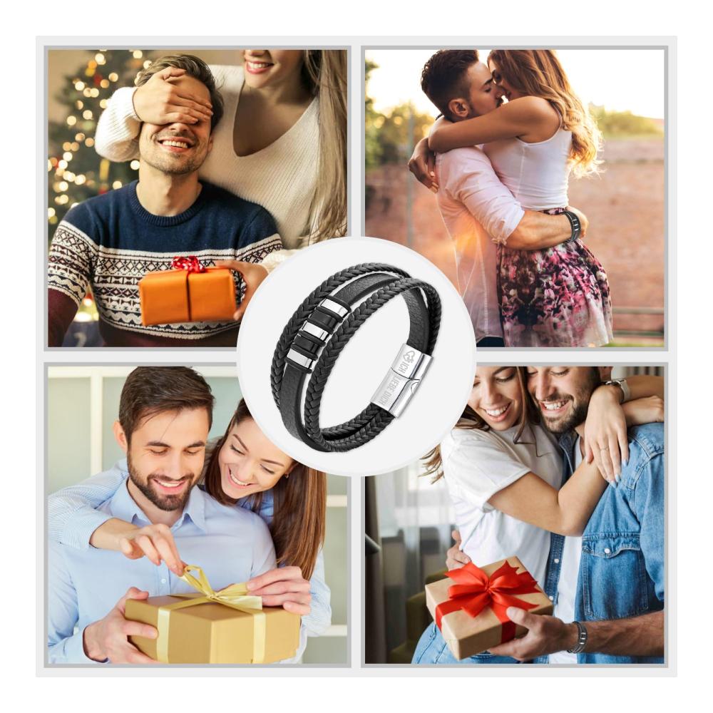 Einzigartiges Herren Armband Geflochtenes Lederarmband Ich Liebe Dich mit Schmuckkästchen - Ideales Geschenk zum Hochzeitstag Geburtstag & Weihnachten