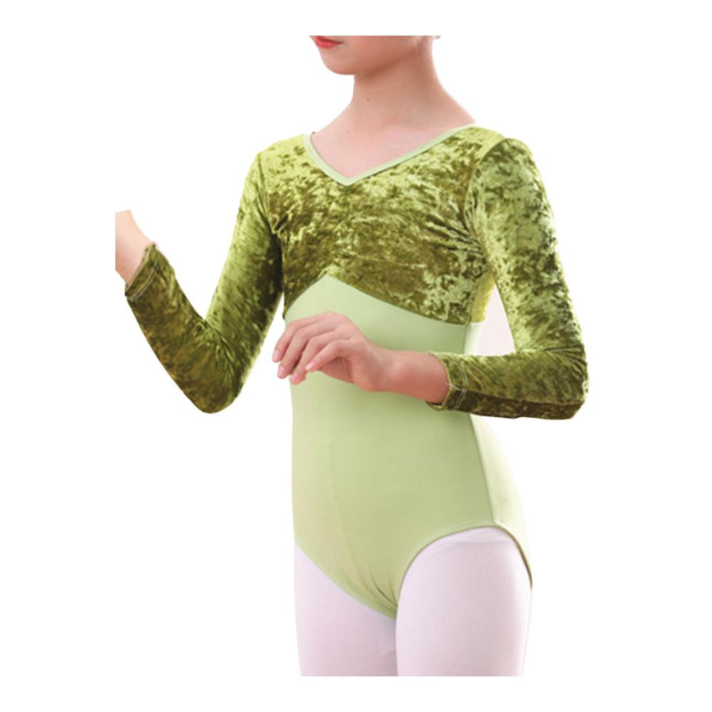 Eleganter Kinder-Mädcen Tanzbody Langarm Ballettbody aus Samt Training Auftritte