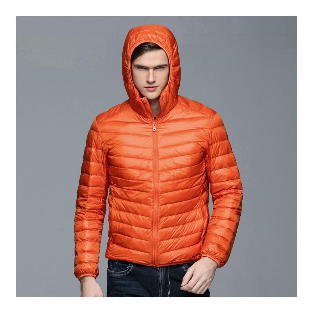 Herrenjacke für Winterschwimmen Warm gefütterte Baumwolljacke mit Reißverschlusstaschen und Kapuze ideal für Freizeit und Alltag Orange