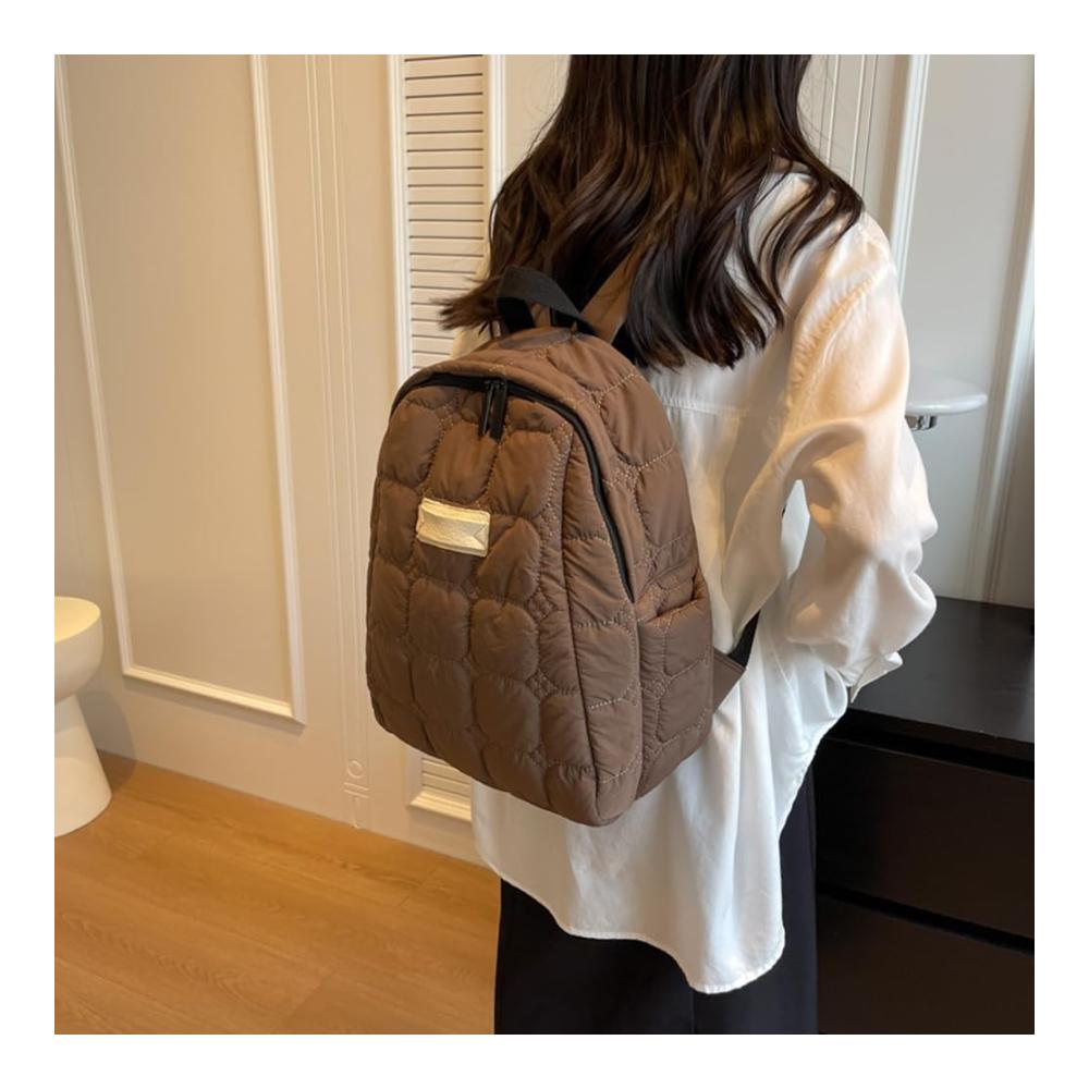 Gepolsterte Unisex-Rucksackhandtasche aus Baumwolle mit großem Fassungsvermögen Reißverschluss verstellbarem Riemen und lässigem Design für Damen und Herren