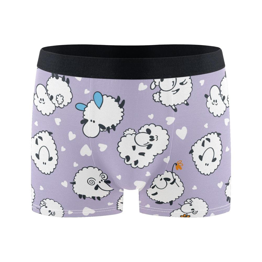 Entzückende lila Boxershorts für Herren mit Cartoon-Schafmotiv | Laufunterwäsche in Größe S | Komfort und Stil vereint