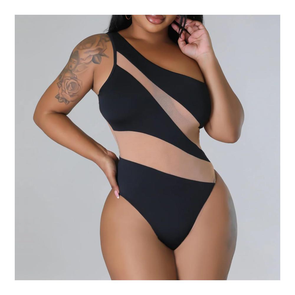 Sexy Bikinioberteil für Damen Stilvoll bequem und ohne Stahlstütze! Entdecken Sie jetzt das Single-Shoulder-Design mit Mesh-Patchwork für große Brüste. Perfekt für den Sommer