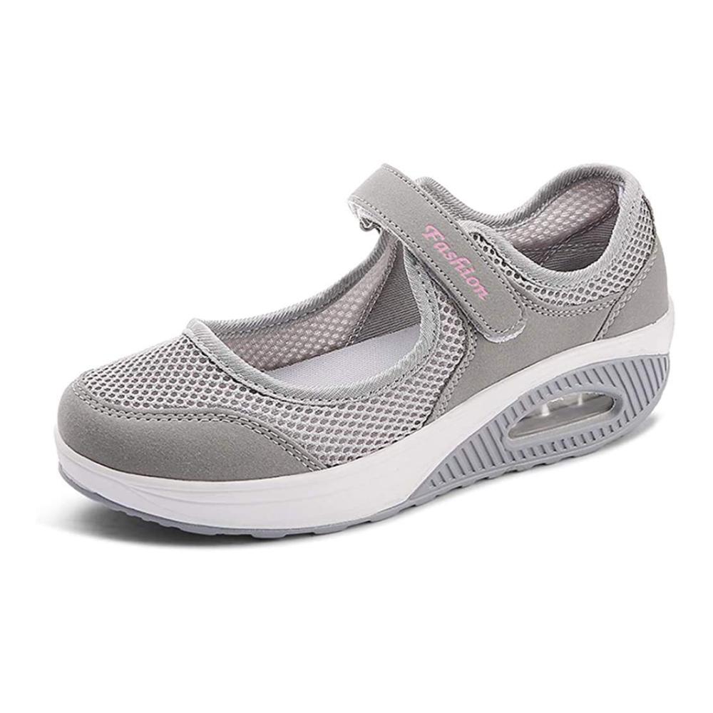 Bequeme Mesh Fitnessschuhe - Klettverschluss Atmungsaktiv Top für Outdoor - Damen Sportschuhe