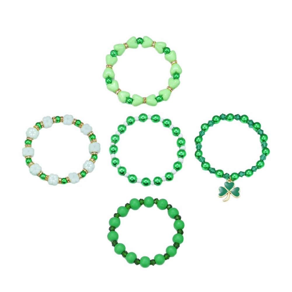 Armbänder Damen Kleeblatt-Charm-Armband Glücksbringer Irischer St. Patricks Day Schmuck Armbänder Grüne Glücksarmbänder für Frauen Geschenk