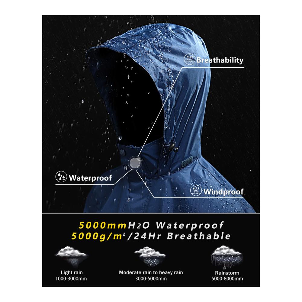 Wasserdichte & ultraleichte Regenjacke Herren für Fahrrad Sport & Outdoor | Atmungsaktiv & faltbar | Outdoor Ventures Regenmantel