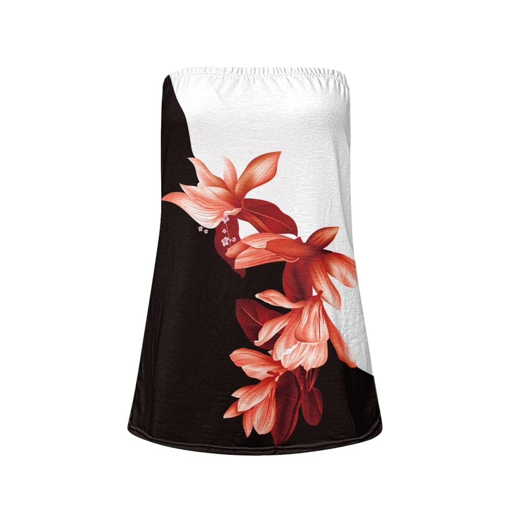 Damen Schulterfrei Neckholder Party Sommer Tank Tops Elegante Bandeau Lässige Lockere Strandmode mit Plissee (A&01-Orange  M