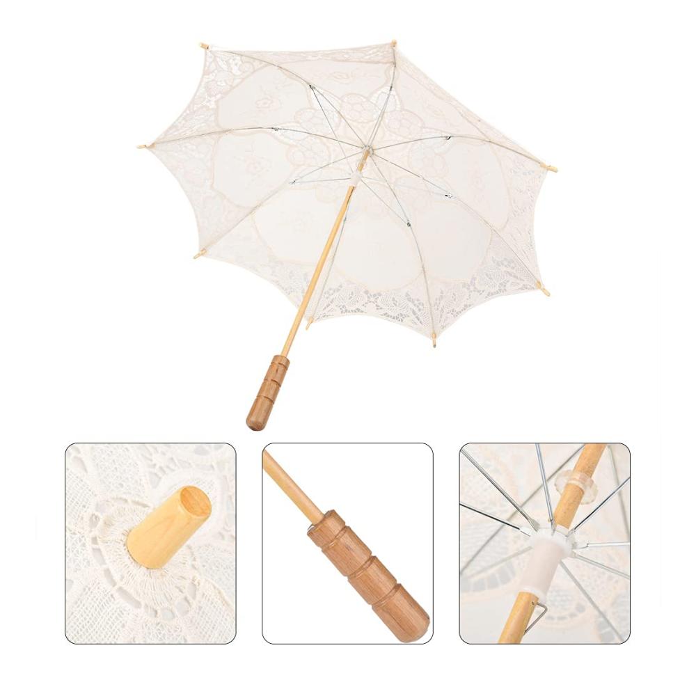 Entzückender Vintage-Spitzen-Sonnenschirm für Hochzeiten Tanz & Fotografie - Handgefertigt aus Baumwolle - Beige Groß - Einzigartiger Regenschirm für Braut & Requisite