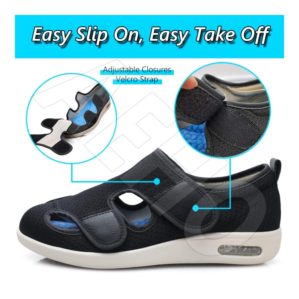 Orthopädische Walkingschuhe für Diabetiker Entlastung für geschwollene Füße. Atmungsaktives Mesh Klettverschluss Gesundheits- und Präventivschuhe für Herren und Damen